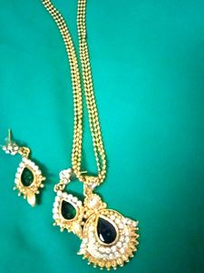 Necklace And Studs With Stone Changeable 4 Sets