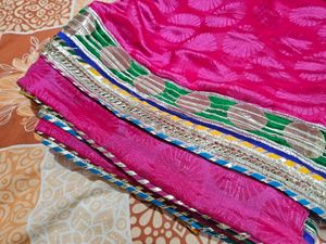 Pink Silk Saree With Festive Border