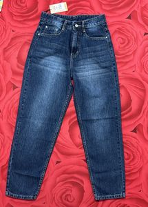 Dark Blue High Waist Mom Fit Denim