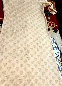 Flower Thread Design Kurti Im Light Yellow Colour