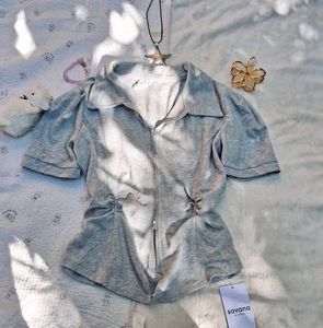 Savana Gray Zip-Up Top