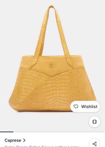Caprese Ochre Faux Leather Tote- Office Or Tote