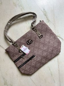 Patterned Tote Bag with Zipper Detail