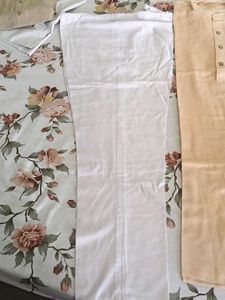 Round Neck Golden Kurta And White Pjama