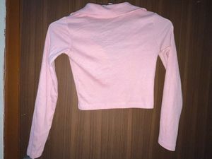 Pink Long Sleeve Crop Top