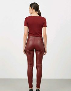 Burgundy Faux Leather Skinny Leggings Size 28-30