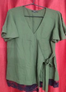 Olive Green Wrap Top