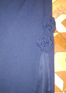 Elegant Navy Halter Slit Dress