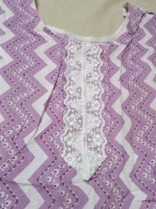 Purple Zig-Zag Print Short Kurti