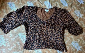 Leopard Print Blouse - Size S