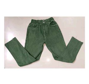 Olive Green Wide Leg Jeans