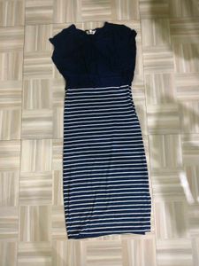 Navy & White Striped Dress