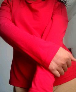 Red Cut-Out Sleeve Top With A Strepless Bra