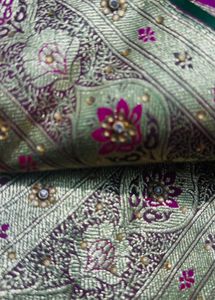 Gorgeous Green &amp; Pink Banarasi Silk Saree
