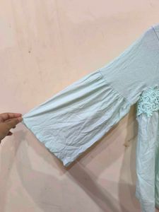 Mint Green Bell Sleeves Top For Girls.