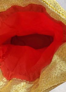 Price DropVelvet Red Wedding Potli With Golden Lac