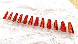 Fake Nails Red And Glitter