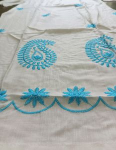 New White kurti With Thread Work