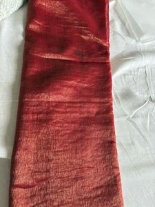 Elegant Red Raw Mango Chanderi saree