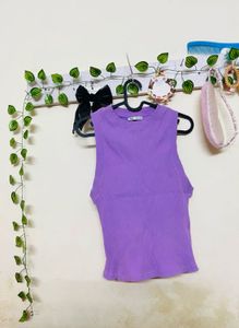 Zara Purple Ribbed Tank Top