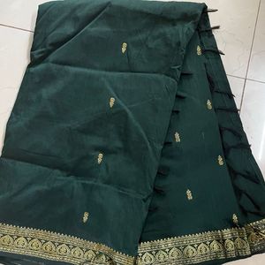 Elegant Green Saree with Embroidery