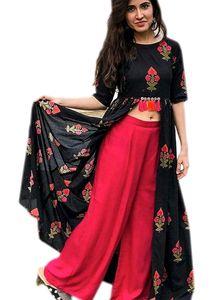 Printed Kurti Shrug With Palazoo Pant Set
