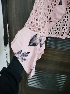 Pink Floral Lace Shrug