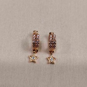 Rose Gold Star Drop Earrings