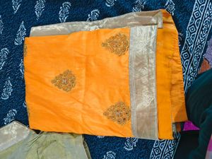 Beautiful Yellow Stone Saree