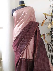 Brown And Beige Silk Saree