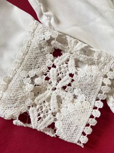 White Self Design Top
