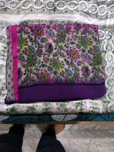 Purple Pink Flower Work Saree.