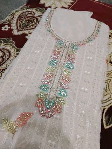 peach colour  jarkan dress material
