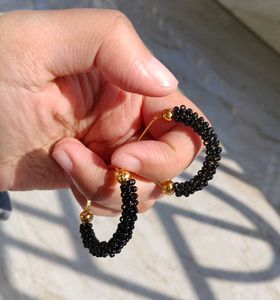 Black Headed Hoop Earrings
