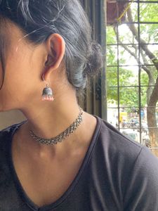 Silver Choker Necklace Set