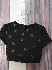 H&M Butterfly Print Crop Top, Brand New
