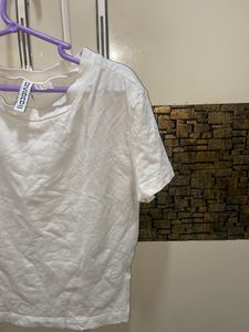 h&amp;m white fitted tshirt