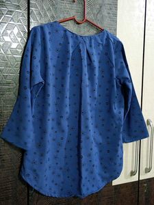 Blue Floral Button-Down Top