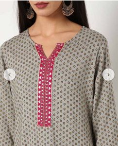 Embroidered Grey Kurta Set