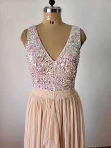Sequin Top &amp; Ruffle Gown