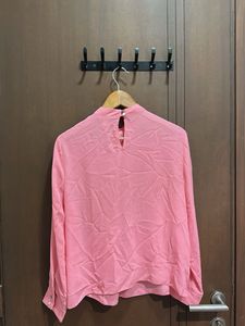 Blush Beauty: Elegant Cutout Blouse