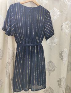 Sztori Blue &amp; Gold Striped Formal Dress