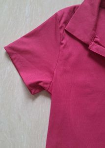 Hot pink polo crop top 💗