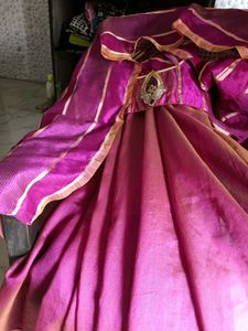 Magenta &amp; Mustard Comb. Kota Doria Silk Saree