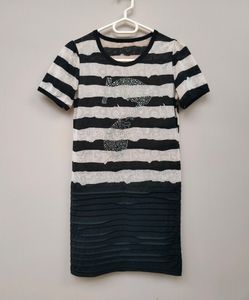 Striped Black & Beige Dress/Top