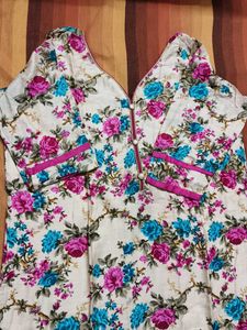 Women Pink Cotton Silk Floral Printed Suit Set