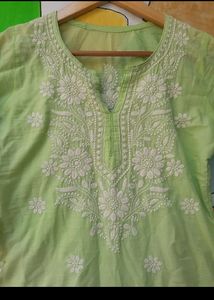 Green Chikankari Kurti