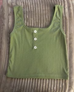 Green Ribbed Tank Top