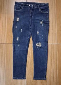 Ripped Blue Denim Jeans women