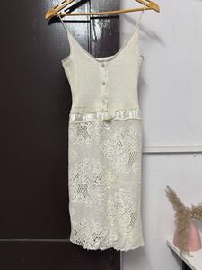 White Bodycon Ribbed Dress